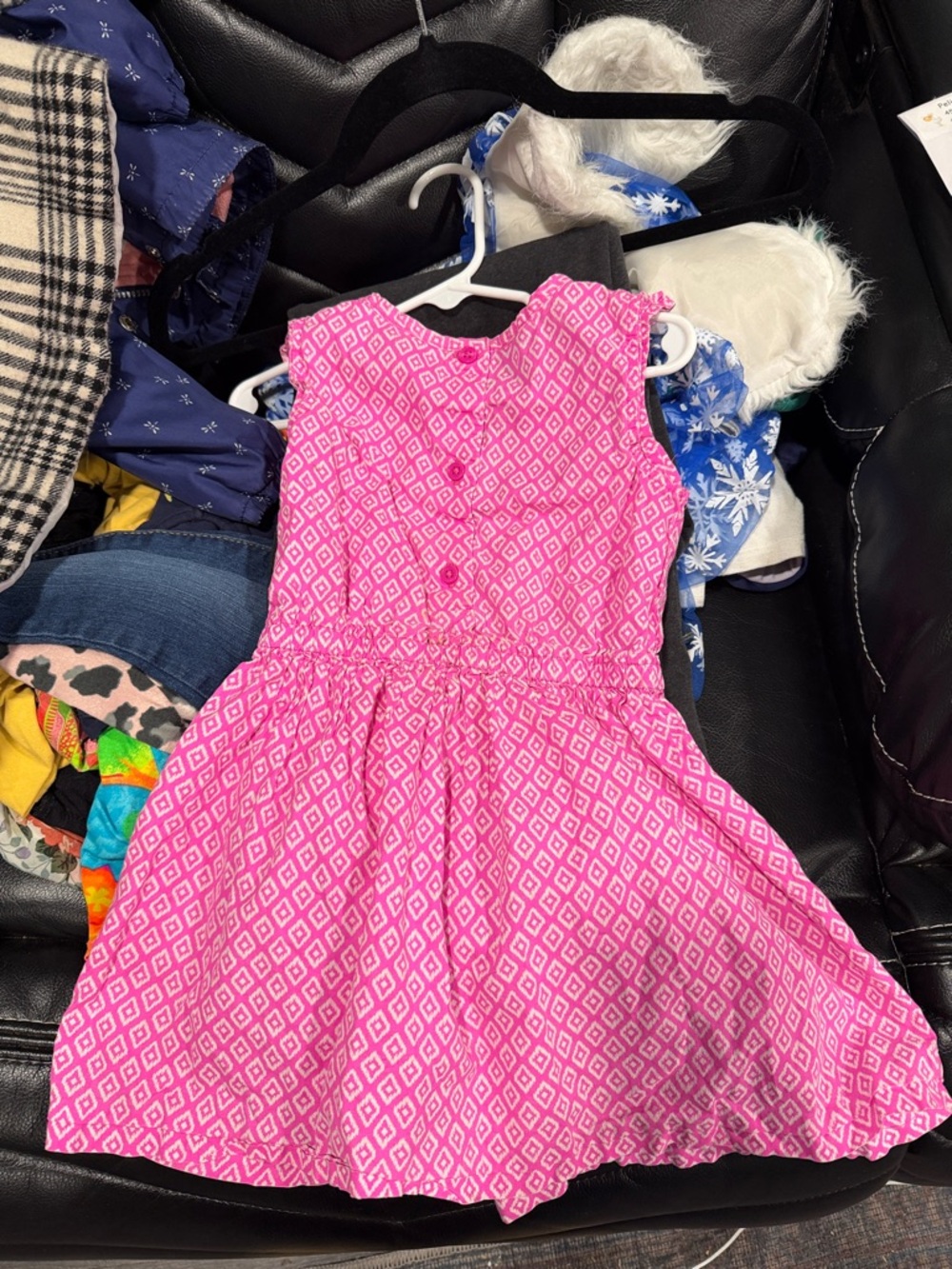Carter's Pink Diamond-Print Sleeveless Cotton Dress